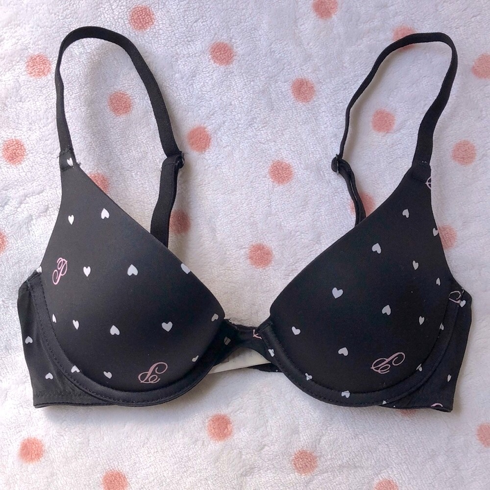 PINK Victoria's Secret Black Heart Print Bra